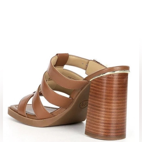 NEW MICHAEL KORS BROWN‎ LEATHER PUMPS SANDALS SIZE 8.5M $155 - Picture 6 of 9